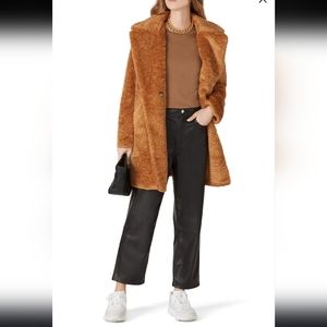 Wish Highpoint Collared Faux Fur Coat In Caramel Women's XS